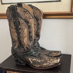Stetson Black and Gold Cowboy Boots